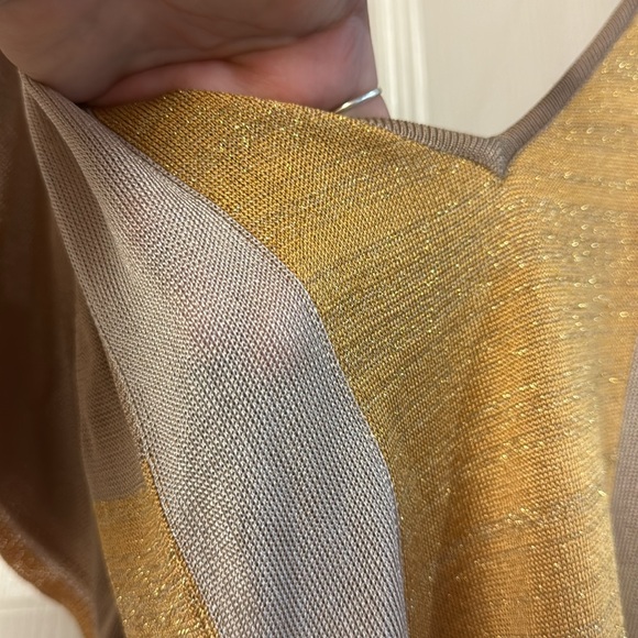 Bebe tan gold v neck short sleeve bodycon stretchy sweater tunic top dress L - Picture 4 of 11